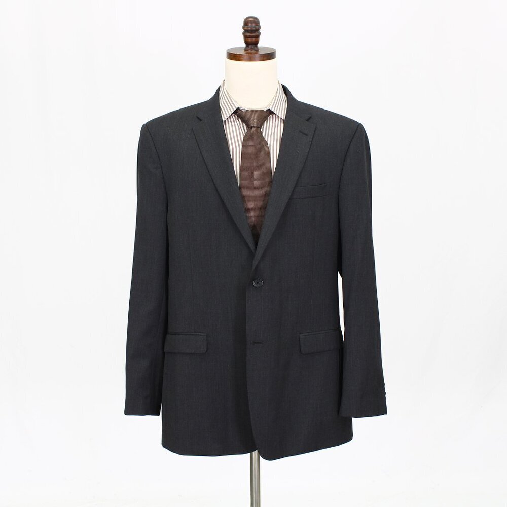 Tommy Hilfiger 46L Gray Solid 2-Button Sport Coat Blazer Jacket G888